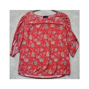 Cynthia Rowley coral floral rushing sleeves rayon top size Large